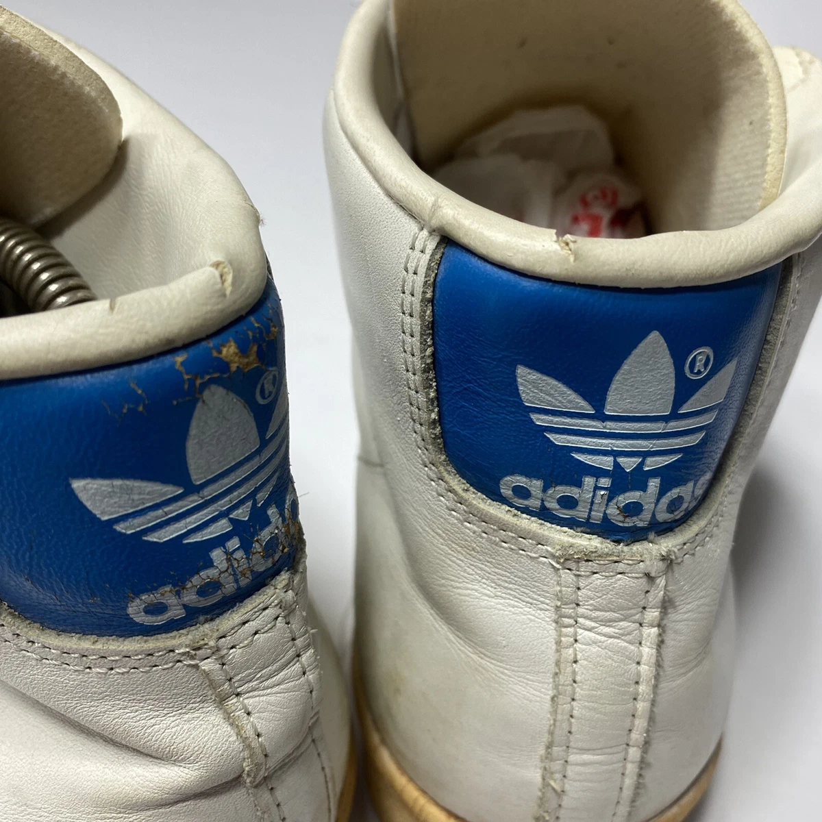 Vintage Adidas Pro Model White Blue Made in France Size 10.5 1970's True  Vintage