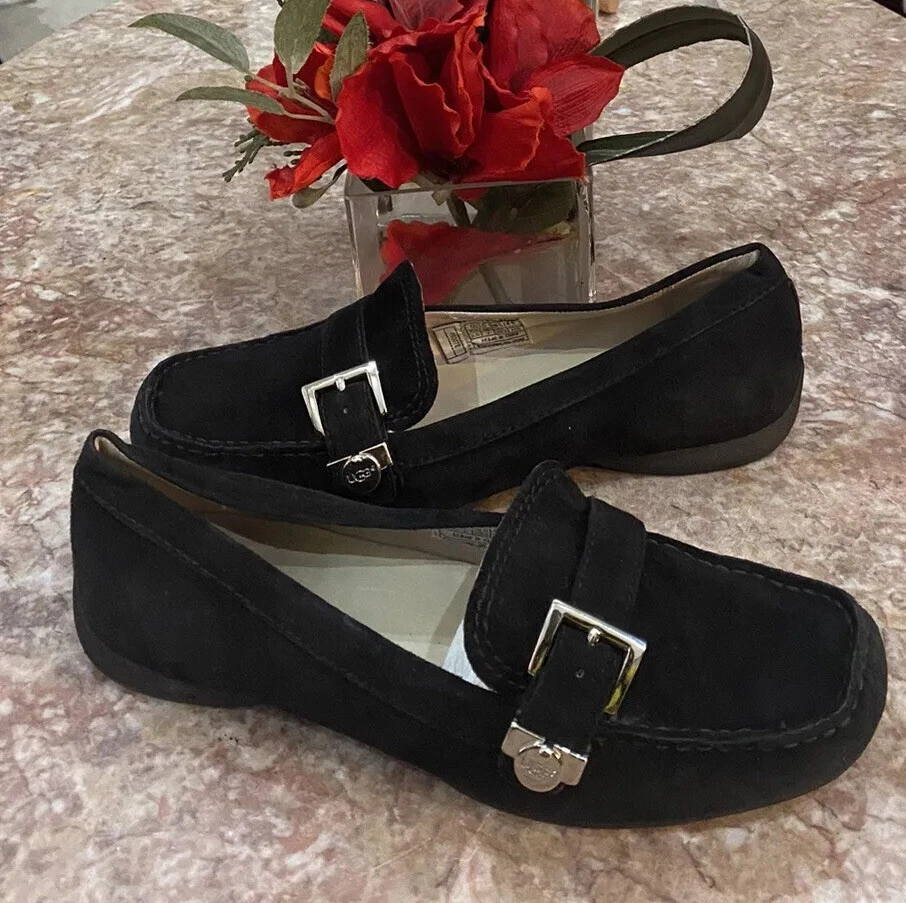 Mocassino da guida UGG Australia Crawford da donna in camoscio nero 5149 taglia 8 5 us intime ottimeioni! cond