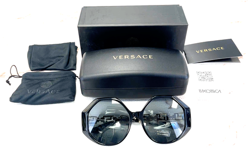 New Versace MOD. 4395 5345/87 Black Oversized Sunglasses w/Detachable Gold Chain - Picture 10 of 11