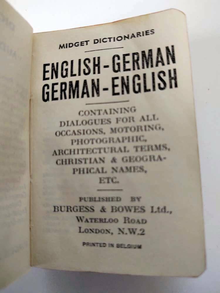 Midget Dictionary ENGLISH-GERMAN GERMAN-ENGLISH BURGESS & BOWES