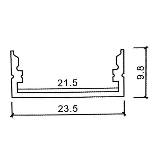 Profilo in alluminio largo 24 mm 2M per strisce strip led barra rigida profilato - Foto 4 di 4