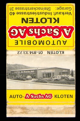 1 x Sovereign Streichholzheft Garage A Sachs Kloten Schweiz CK908