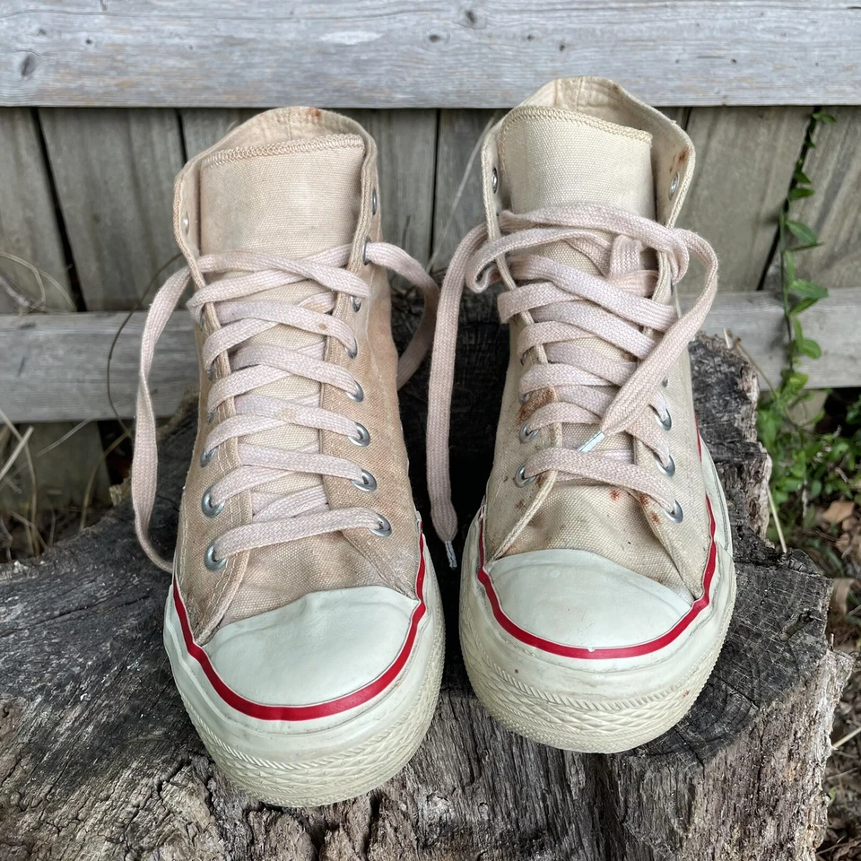 Zapatos de baloncesto Bob Cousy raros de colección años 50 crema de caña alta talla 8 para hombre Foto 3 de 4