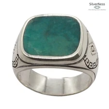 SilverNess Men's Jewellery Turquoise  Ring: 925 Sterling Silver