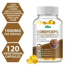 Cordyceps Sinensis 1000mg - Mushroom Supplement, Energy, Endurance, Immunity