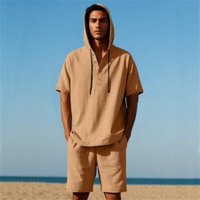 Mens Tracksuit 2-Piece Set Short Sleeve T Shirts Shorts Sweatsuit Outfit Set