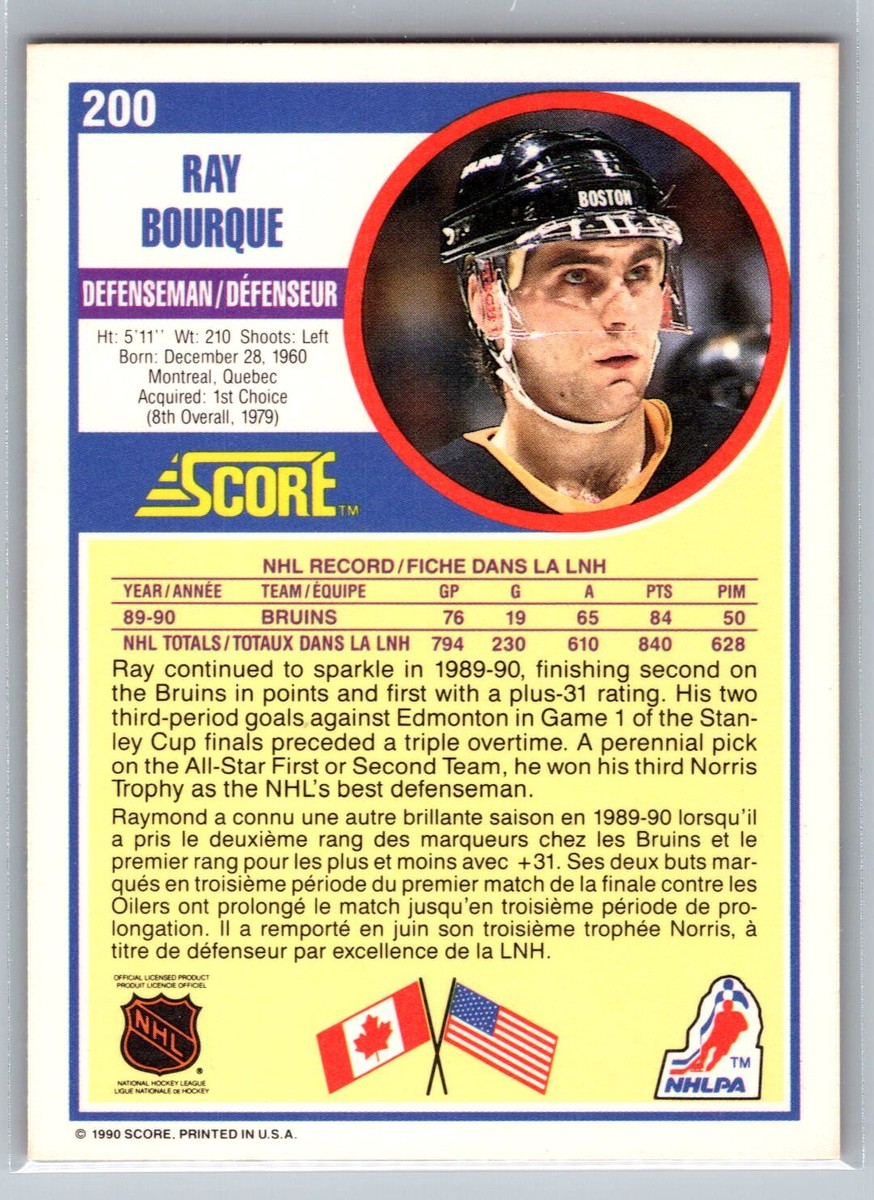 Ray Bourque 1990-91 Score Canadian HOCKEY #200 Boston Bruins HOF
