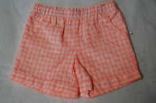 Girls Woven Shorts LT ORANGE WHITE CHECKERED PLAID Lt Weight, Pockets S 6-6X