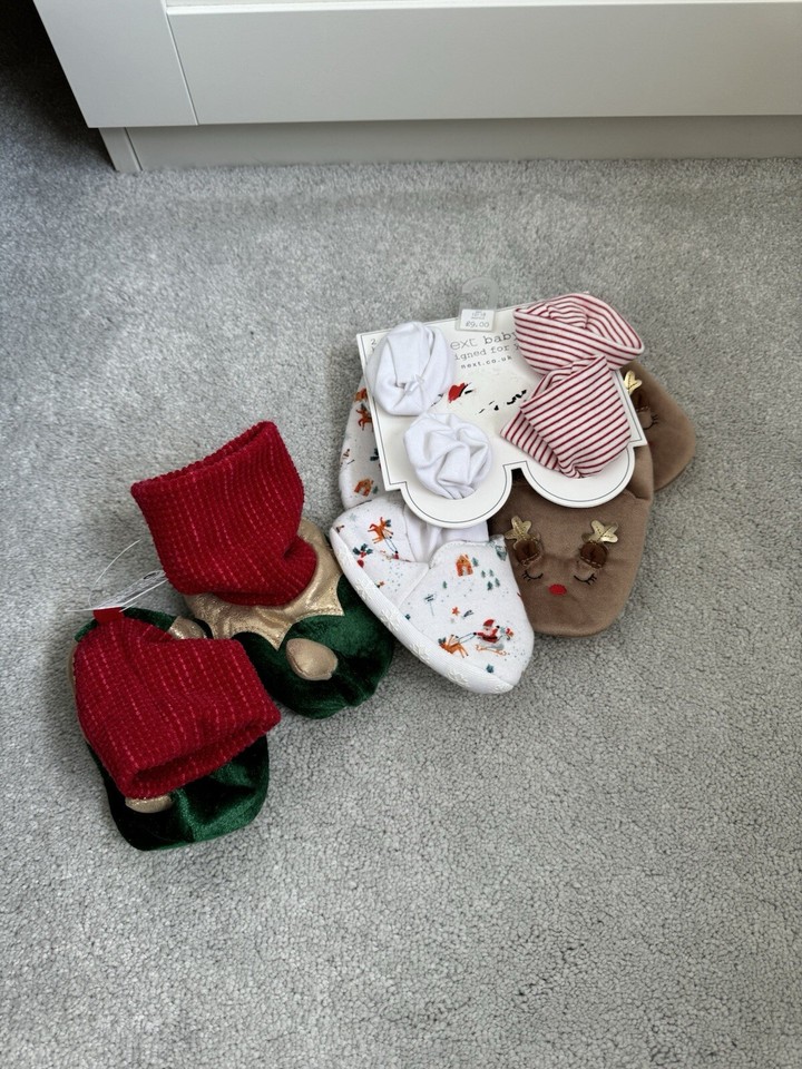 Next Baby Xmas / Elf Booties Bundle Age 12 18 Months Unisex New
