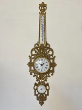 Piccolo Orologio da muro con barometro e termometro vintage in ottone