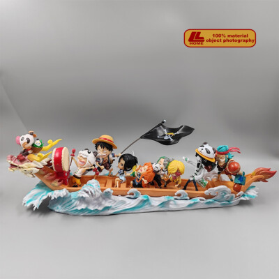 Anime OP Luffy Zoro Nami Sanji Straw Hat group Row dragon boat Figure Toy Gift