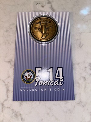 NEW F-14 Tomcat Bronze Challenge Coin United States Navy Plastic Case & Placard