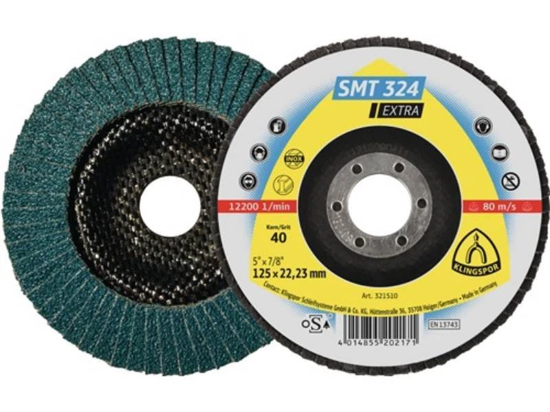10er PACK(Stk) KLINGSPOR 321512 Fächerscheibe SMT 324 Extra D. 125 mm Körnung 60