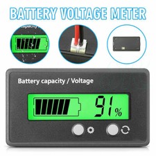 Battery Capacity Monitor 10-100V Battery Meter 12V 24V 48V Percentage Voltage