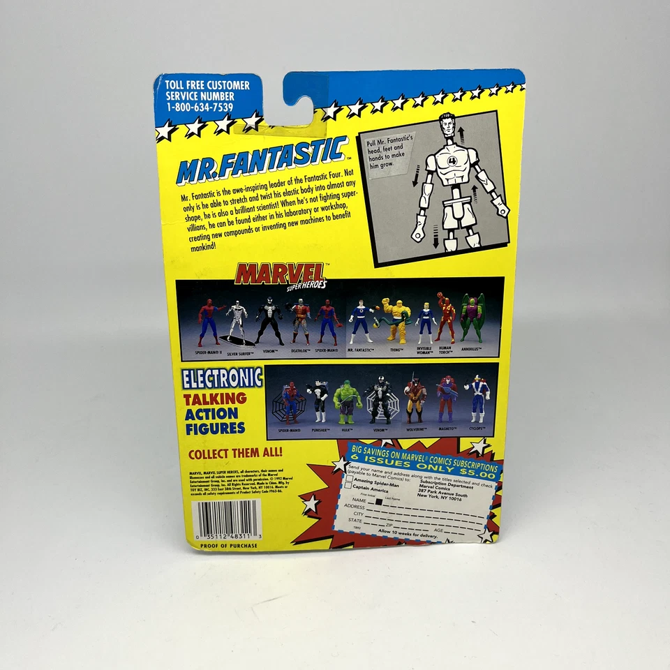 1992 Marvel Super Heroes Fantastic Four Mr Fantastic ToyBiz Sealed Action Figure - Image 2 of 4