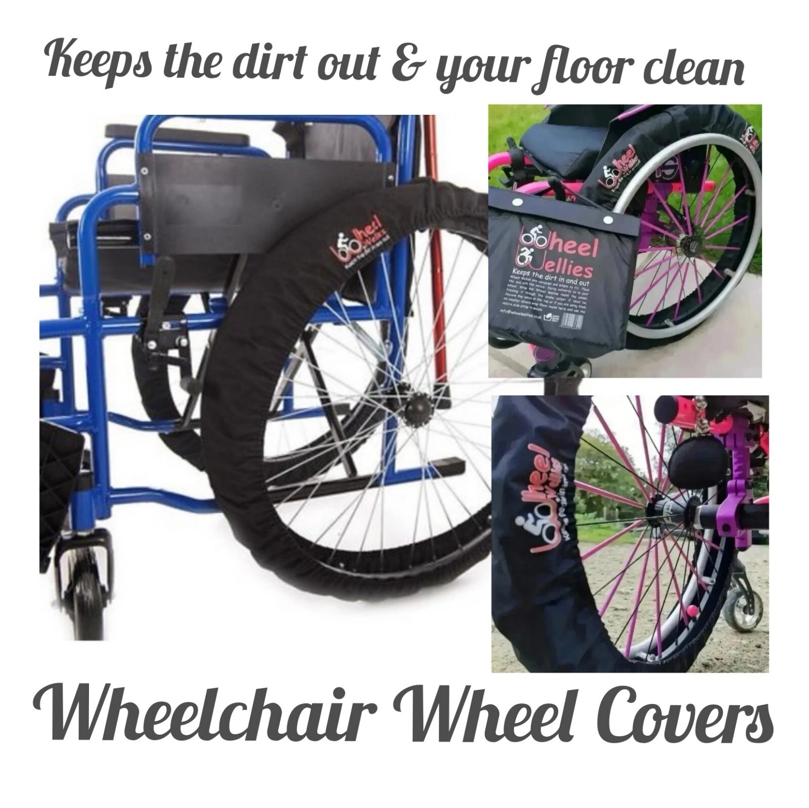 Wheelchair Wheel Covers. Wheel Wellies, Universal. Keep you Car