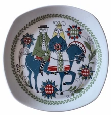 Figgjo Flint Norway Saga Plate Turi Gramstad Silkscreen Design Retro Mid-Century