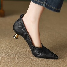 Women Court Shoes Ladies Kitten Low Heel Classic Point Toe Formal Pumps Size 3-8