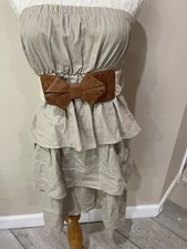 Love Couture Womens Ruffle Khaki Mini Belted Dress Size M