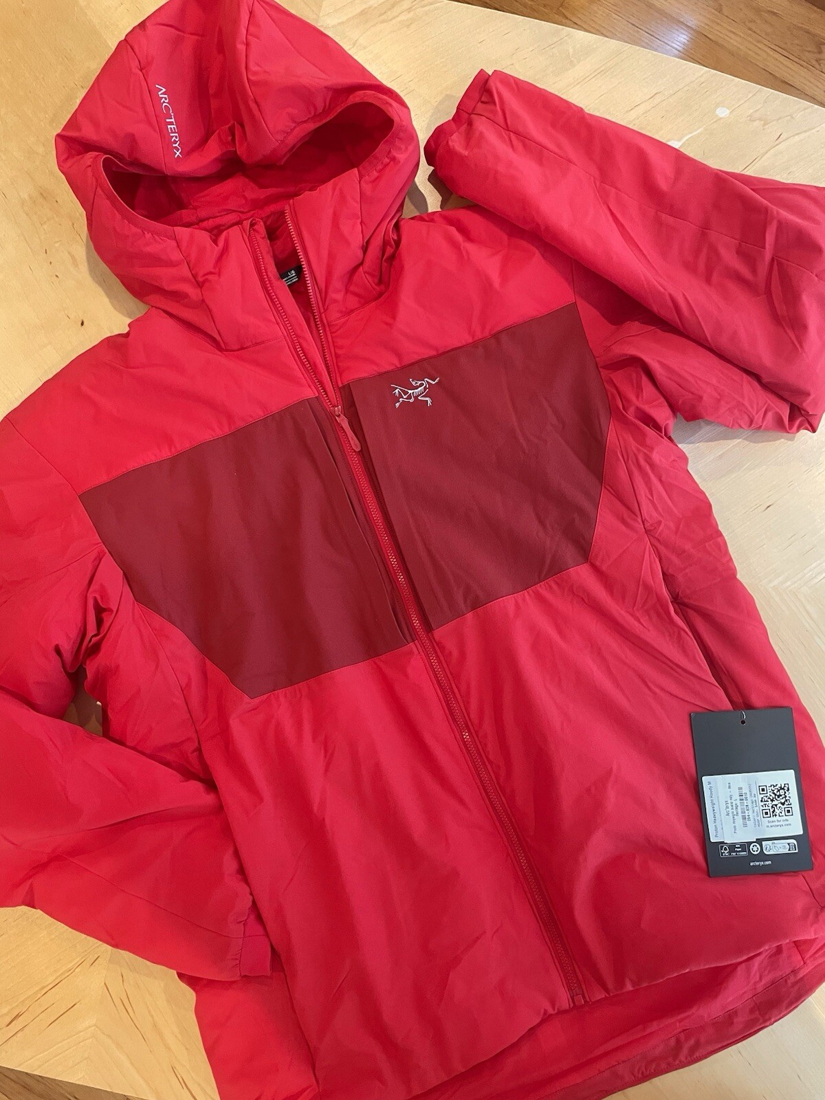ARC'TERYX NUOVO (2023)! ARCTERYX Giacca con Cappuccio Uomo Proton Pesante—(L)—“Heritage” ROSSO