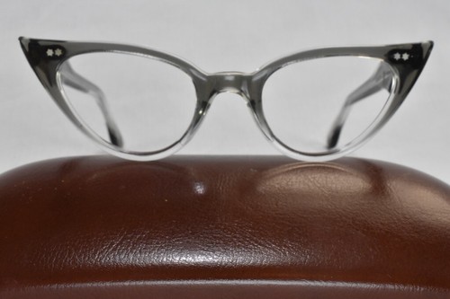 Vintage TWEC Eyeglasses Smoky Translucent Plastic Made France Narrow NOS