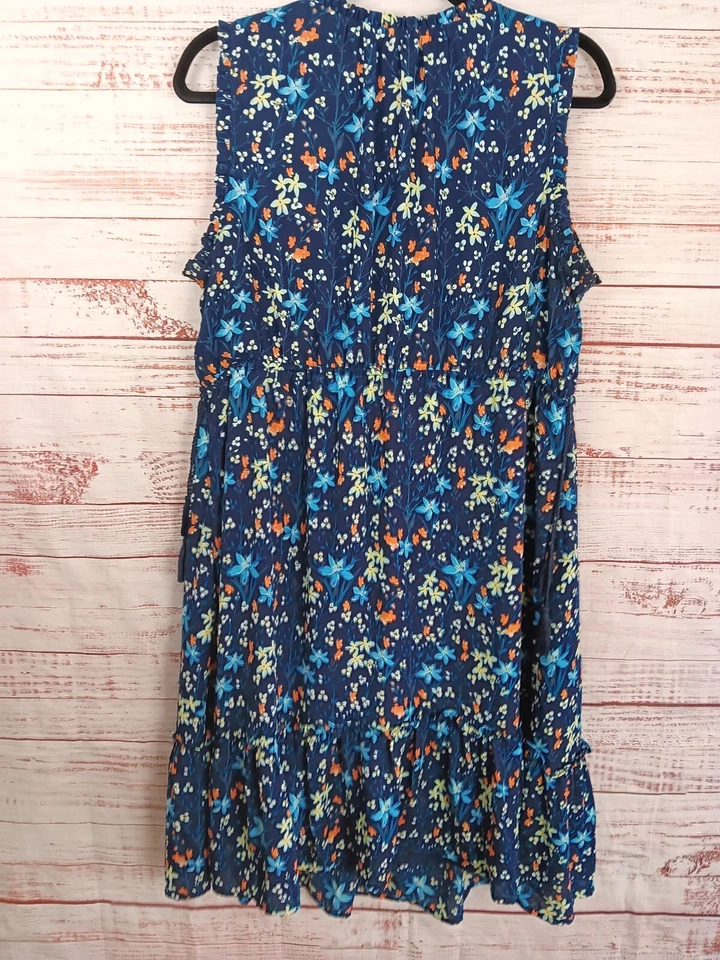 Gap Maternity Midi Dress Women's Large Blue Floral Sleeveless - Image 2 of 4