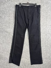 Alexander McQueen Pants Men's 50 (33 x 33) Black Cotton Cotton Stripe Hemmed*