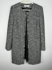 Tahari Arthur S. Levine Tweed Long Sleeves Blazer Jacket Black White Size 8