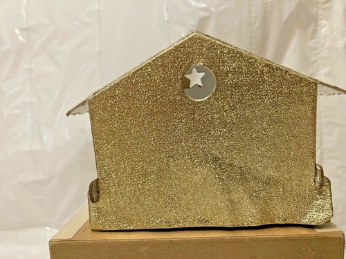 Vtg MCM 1950's Metallic Foil Nativity Scene Christmas Ornament Light Cover w Box - Picture 4 of 11