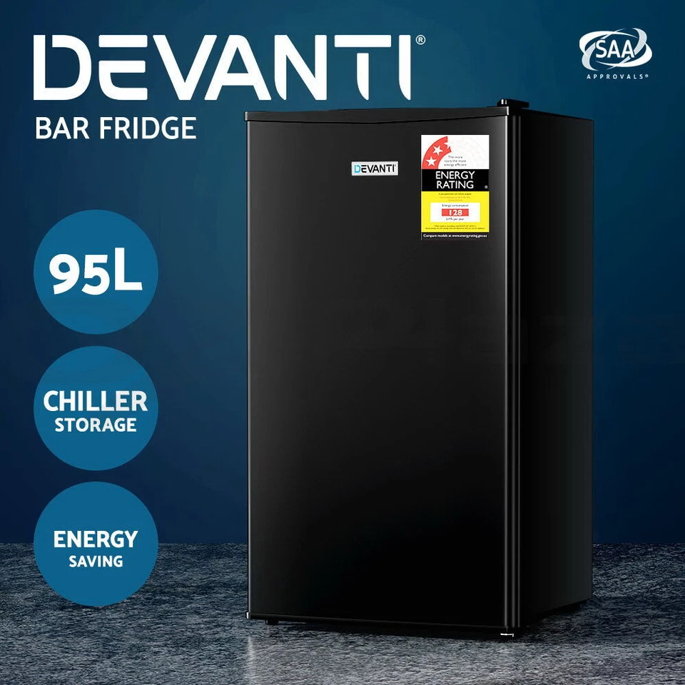 Devanti 95L Bar Fridge Mini Freezer Refrigerator Cooler Home Office Black