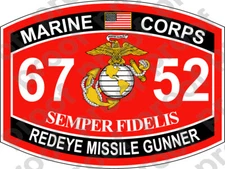 STICKER USMC MOS 6752 RED EYE MISSILE GUNNER   ooo   USMC Lisc No 20187