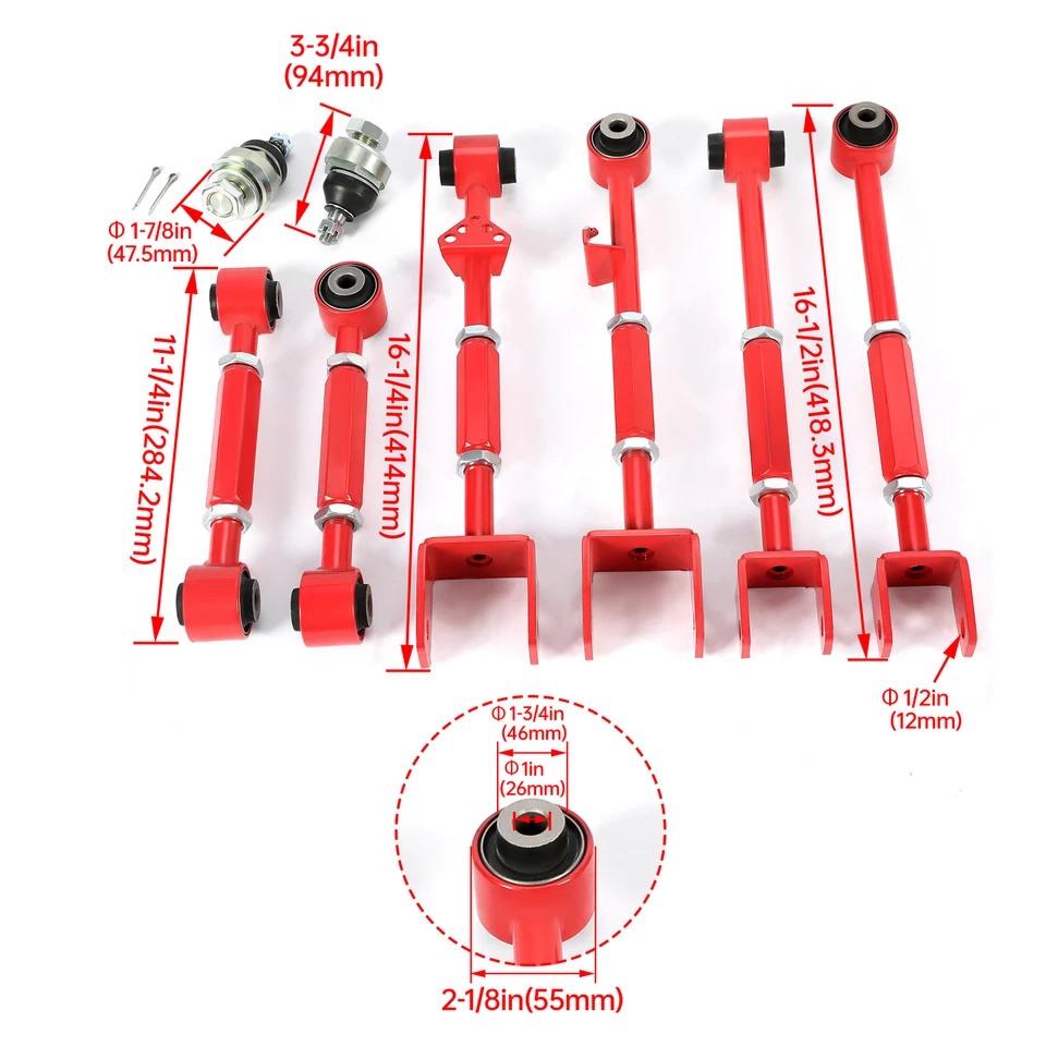 Suspension Rear Camber Control Arms Toe Kit for Accord TL 08-2013 Powder Coated - Image 2 of 4