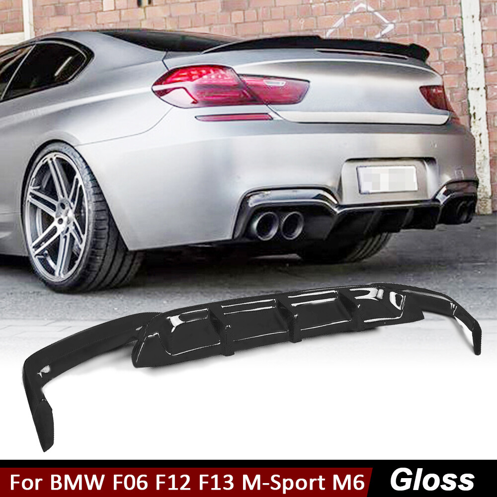 For BMW F06 F12 F13 M-Sport M6 2012-2016 Glossy Black Rear Bumper Diffuser Lip