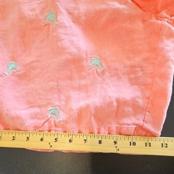 Castaway Nantucket Island Coral Linen Flat Front Chino Shorts Size 36 - Image 4 of 4