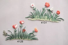 Red,White Flower,Dragonfly,Pond,Water Plants Embroidery Iron On Applique Patch