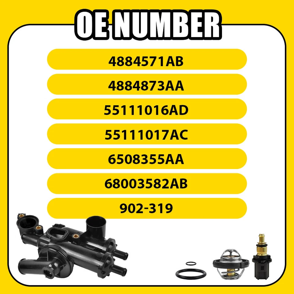 Черный корпус термостата в сборе для Dodge Journey 2009-2020 годов выпуска 2,4 л 55111016AD 1X - Изображение 3 из 4