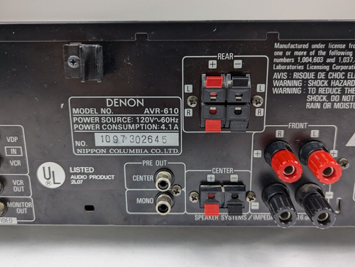 Denon AVR-610 - 5 Channel Dolby Surround 75W Amp Phono Japan - Tested Working - Picture 7 of 12