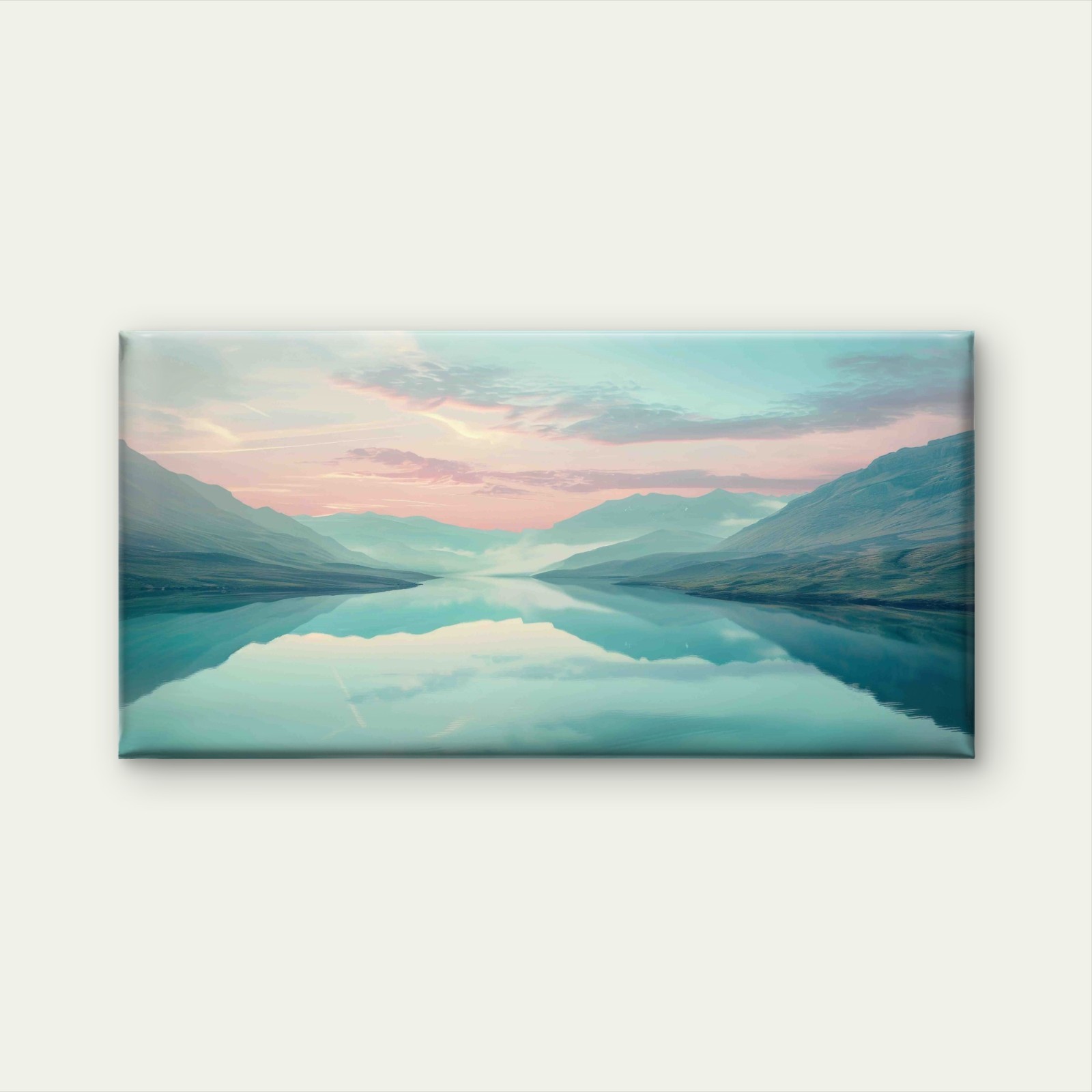 Misty Blue Mountain Lake View Wall Art Canvas Office Home Room Framed 120x60cm
