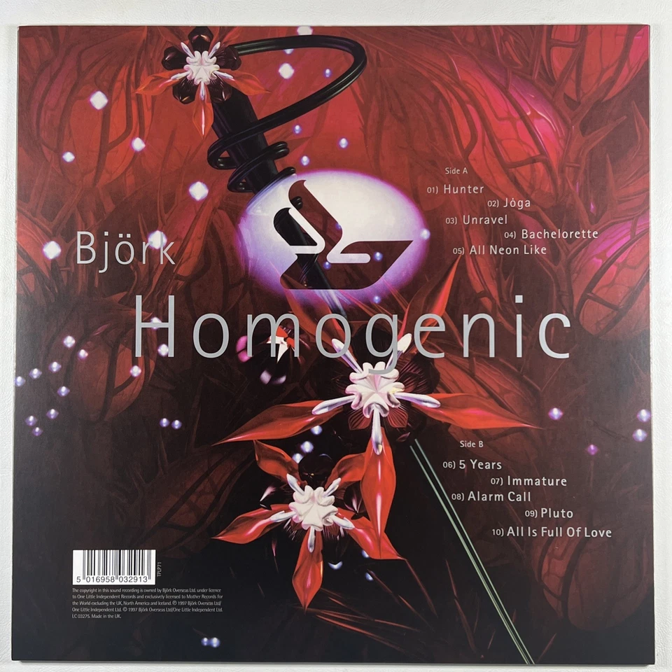 Bjork “Homogenic” LP/One Little Indian (NM) UK First Press 1997 Rare No Poster - Image 2 of 4
