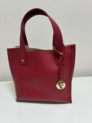 Furla Red Leather Tote Bag with Charm Women s Handbag Authentic item from Japan
