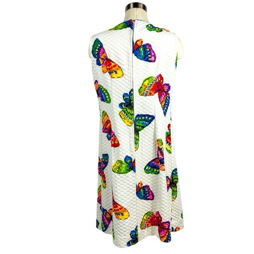 VTG 60s 70s Flutterbye Mod Dress Plus Size A-Line Psychedelic Butterfly Print - Picture 3 of 6