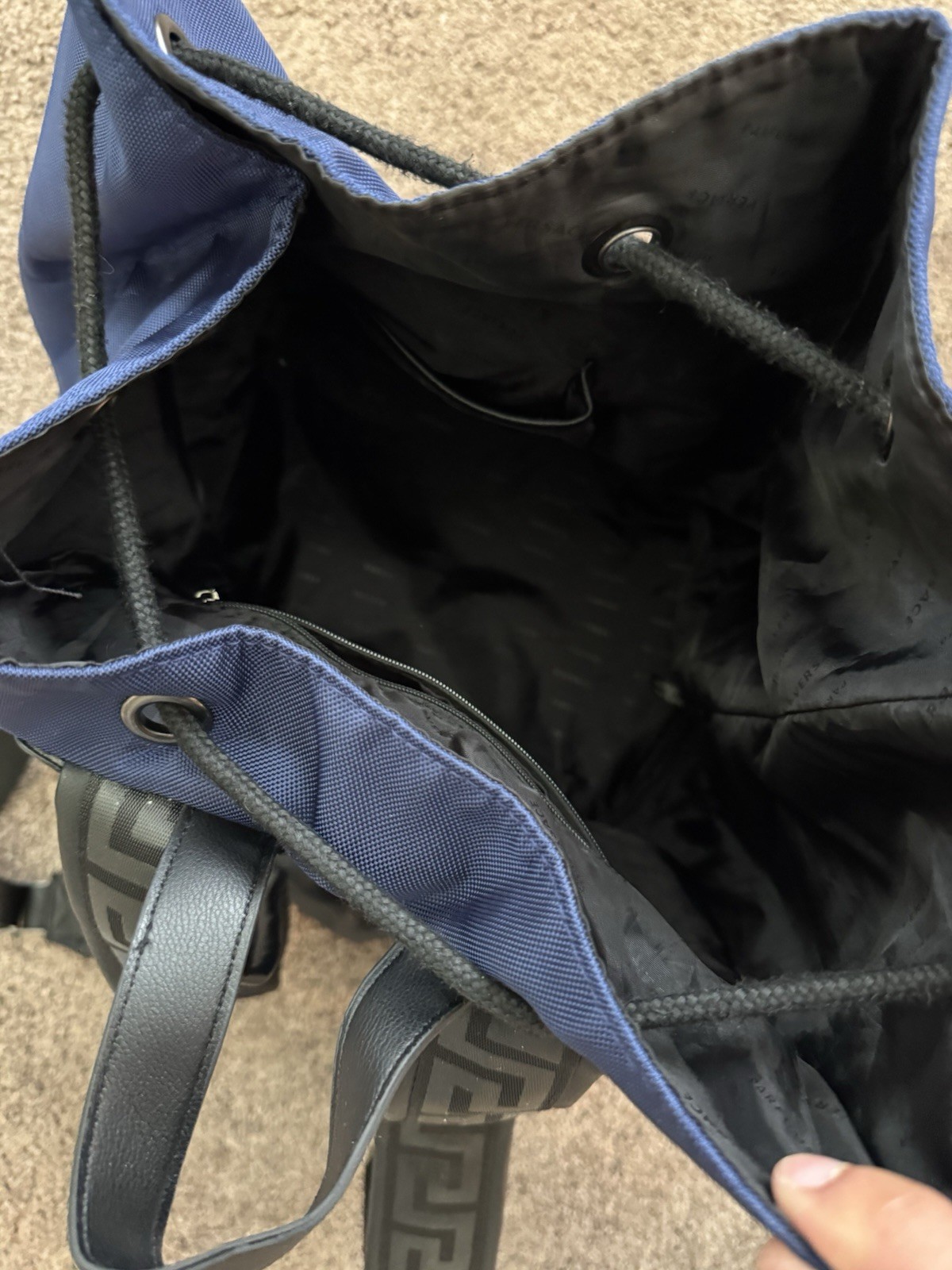 Versace Blue Drawstring Backpack with Medusa Logo… - image 3