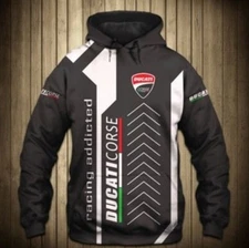 Hoodie 3D Team Motobike All Over Printed for Gift Lovely Ducati Gray Hot