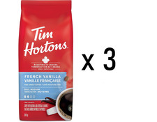 Tim Hortons French Vanilla Fine Grind Coffee Medium Roast 300g Bag 3 Pack