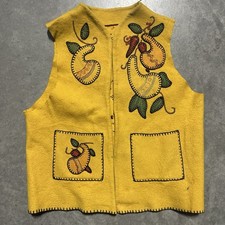 VTG 50s/60s Mexican Souvenir Hand Embroidered Wool Vest Women s XS Rare Floral