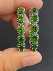 NATURAL CHROME DIOPSIDE 3X4 GREEN NANO STERLING SILVER 925 EARRING