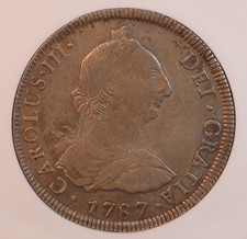 1787-PTS Bolivia "King Charles III" Silver 8 Reales -NGC XF45! Rare Original! PQ