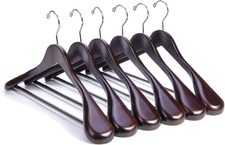 Luxury Mahogany Wooden Suit Hangers - 6 Pack - Wood Coat Hangers,Jacket Outerwea