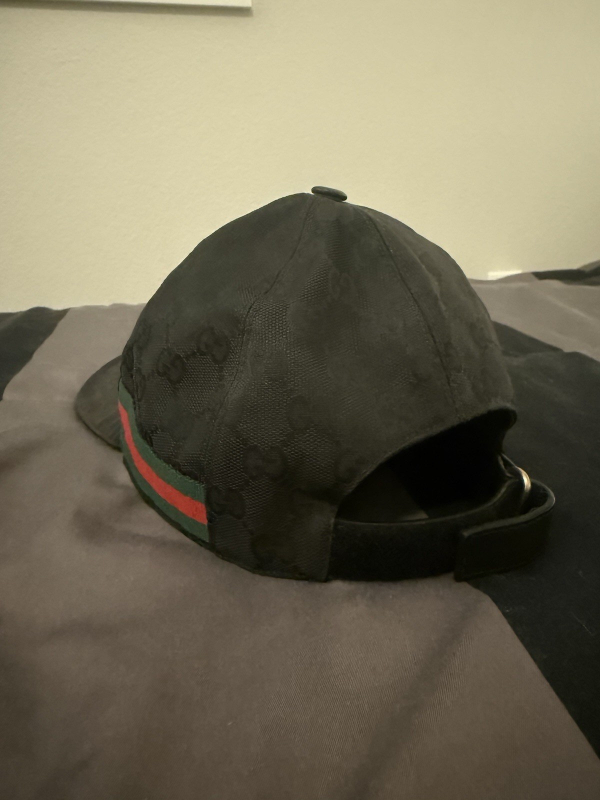 Authentic Gucci Monogram Web Stripe Baseball Cap - image 8