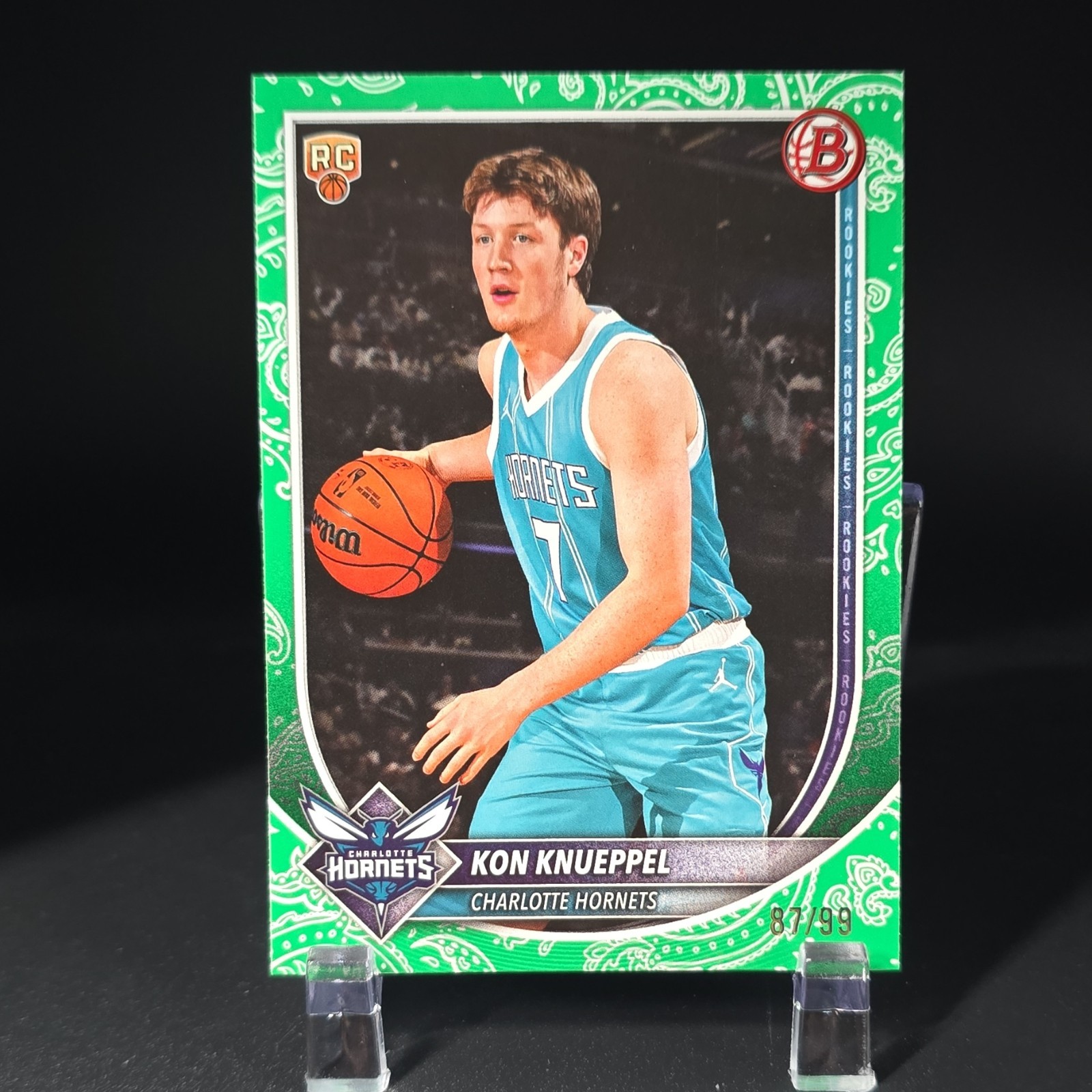 KON KNUEPPEL 87/99 Green Pattern Topps Bowman Rookie #4 2025 Charlotte Hornets
